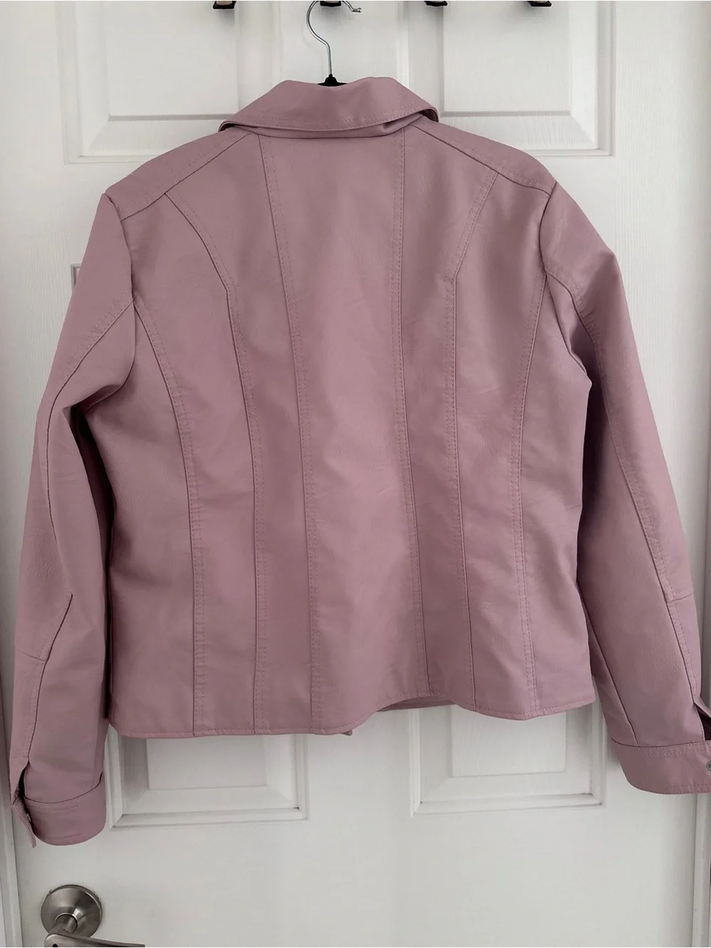 Baccini Dusty Pink Faux Leather Moto Jacket